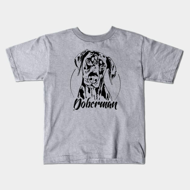 Funny Doberman Pinscher dog lover dog portrait Kids T-Shirt by wilsigns